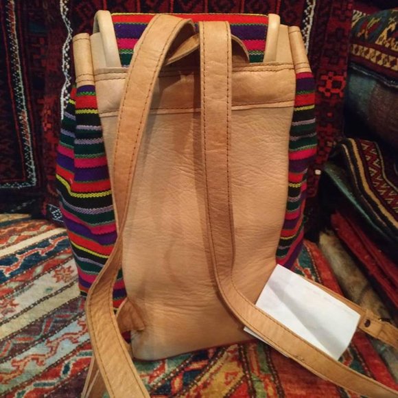 Handmade designer Backpack for man, leather wool - Picture 8 of 10